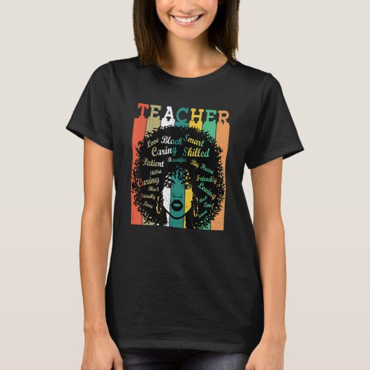 Black Women African Teacher Afro Retro Black Histo Tシャツ (正面)