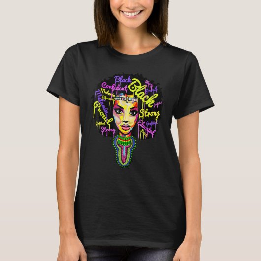 Black Women Black History Month Afro African Pride Tシャツ (正面)