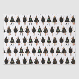 Black Women Dressed in Black Christmas Tree Party 薄葉紙