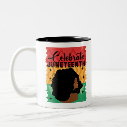 Black Women Juneteenth Celebrate Indepedence Day ツートーンマグカップ (左)