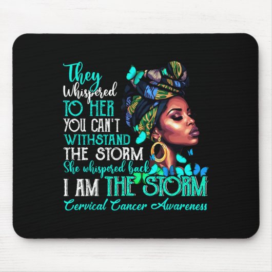 Black Women Motivation Suprt Cervical Cancer Aware マウスパッド (正面)