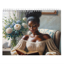 Black Women Reading Books Art カレンダー