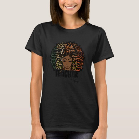 Black Women Teacher Afro Retro Black History Month Tシャツ (正面)