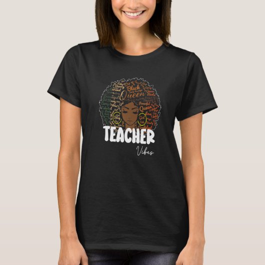 Black Women Teacher Afro Retro Black History Month Tシャツ (正面)