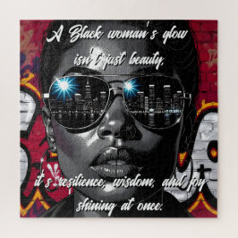 Black Women's Quote | City Skyline in Sunglasses ジグソーパズル