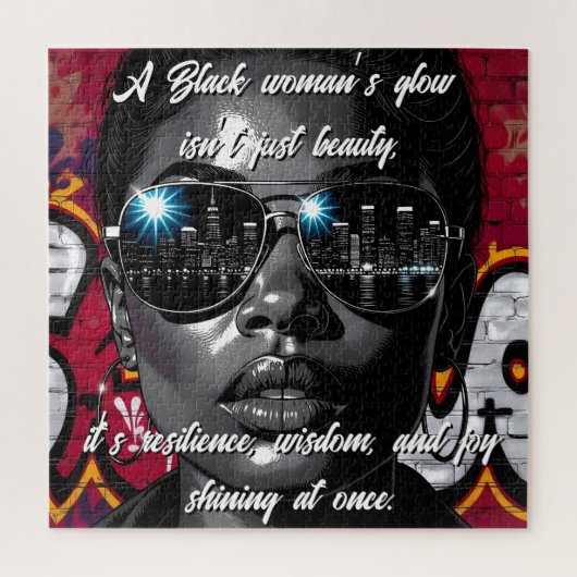 Black Women's Quote | City Skyline in Sunglasses ジグソーパズル (縦)