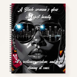 Black Women's Quote | City Skyline in Sunglasses ノートブック