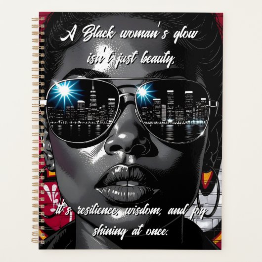 Black Women's Quote | City Skyline in Sunglasses プランナー手帳 (正面)