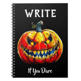 Black Write if you dare Halloween Smiling Pumpkin ノートブック