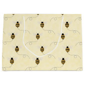 Black Yellow Gold Bees Baby Shower ラージペーパーバッグ (正面)