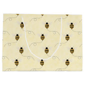 Black Yellow Gold Bees Baby Shower ラージペーパーバッグ (裏面)