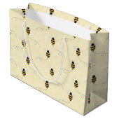 Black Yellow Gold Bees Baby Shower ラージペーパーバッグ (裏面アングル)