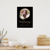 Black Yellow Gold Floral Funeral Sign ポスター (キッチン)