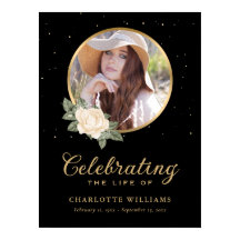 Black Yellow Gold Floral Funeral Sign