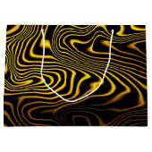 Black Yellow Gold Swirls Texture ラージペーパーバッグ (正面)