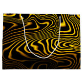 Black Yellow Gold Swirls Texture ラージペーパーバッグ (裏面)