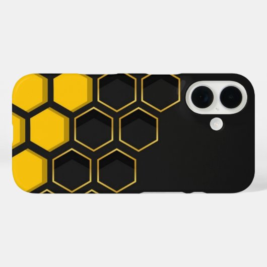 Black & Yellow Golden Honeycomb Geometric Phone Ca Case-Mate iPhoneケース (裏面 (横))