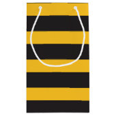 Black Yellow Horizontal Lines Geometric Bee Animal スモールペーパーバッグ (裏面)
