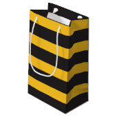 Black Yellow Horizontal Lines Geometric Bee Animal スモールペーパーバッグ (裏面アングル)