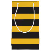 Black Yellow Horizontal Lines Geometric Bee Animal スモールペーパーバッグ (正面)