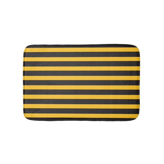 Black Yellow Horizontal Lines Geometric Bee Animal バスマット (正面)