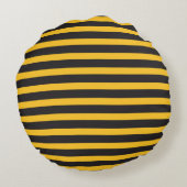 Black Yellow Horizontal Lines Geometric Bee Animal ラウンドクッション (裏面)