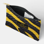 Black & Yellow Luxury Modern Animal skin アクセサリーポーチ (見開き)