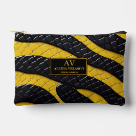 Black & Yellow Luxury Modern Animal skin アクセサリーポーチ