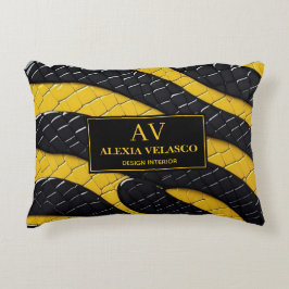 Black & Yellow Luxury Modern Animal skin アクセントクッション