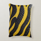 Black & Yellow Luxury Modern Animal skin アクセントクッション (裏面(縦))
