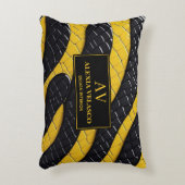 Black & Yellow Luxury Modern Animal skin アクセントクッション (正面(垂直))
