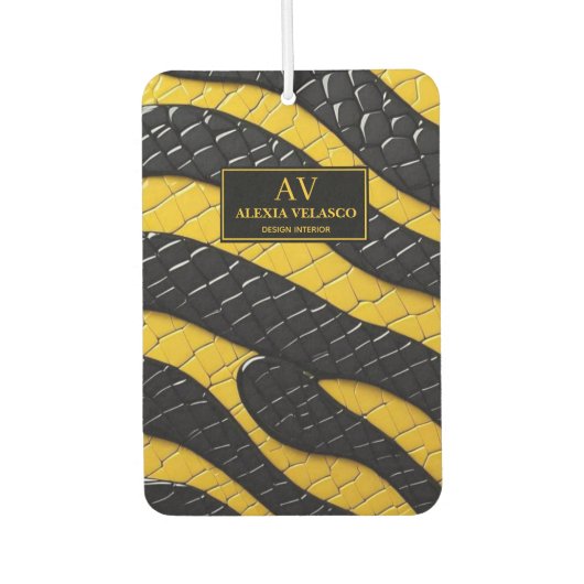 Black & Yellow Luxury Modern Animal skin カーエアーフレッシュナー (正面)