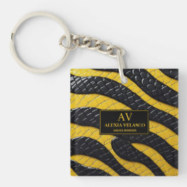 Black & Yellow Luxury Modern Animal skin キーホルダー