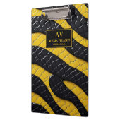 Black & Yellow Luxury Modern Animal skin クリップボード (左)
