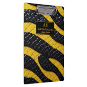Black & Yellow Luxury Modern Animal skin クリップボード (右)