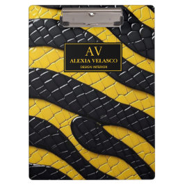 Black & Yellow Luxury Modern Animal skin クリップボード