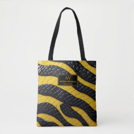 Black & Yellow Luxury Modern Animal skin トートバッグ