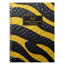 Black & Yellow Luxury Modern Animal skin ノートブック