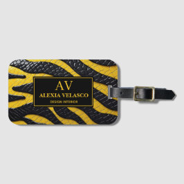Black & Yellow Luxury Modern Animal skin ラゲッジタグ