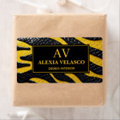 Black & Yellow Luxury Modern Animal skin ラベル (インサイチュ)