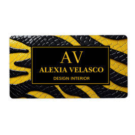 Black & Yellow Luxury Modern Animal skin ラベル