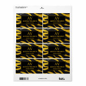 Black & Yellow Luxury Modern Animal skin ラベル (フルシート)