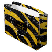 Black & Yellow Luxury Modern Animal skin ラージペーパーバッグ (裏面アングル)
