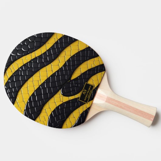 Black & Yellow Luxury Modern Animal skin 卓球ラケット (横)