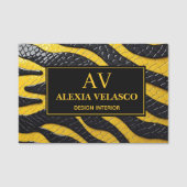 Black & Yellow Luxury Modern Animal skin 名札 (正面)