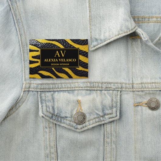 Black & Yellow Luxury Modern Animal skin 名札 (インサイチュ)