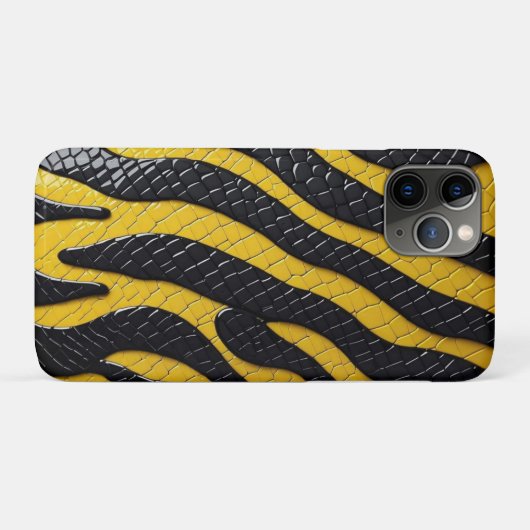 Black & Yellow Luxury Modern Animal skin Case-Mate iPhoneケース (裏面(横))