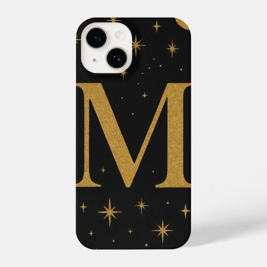 Black & Yellow Star Phone Case with Big M – Trendy iPhoneケース (裏面)