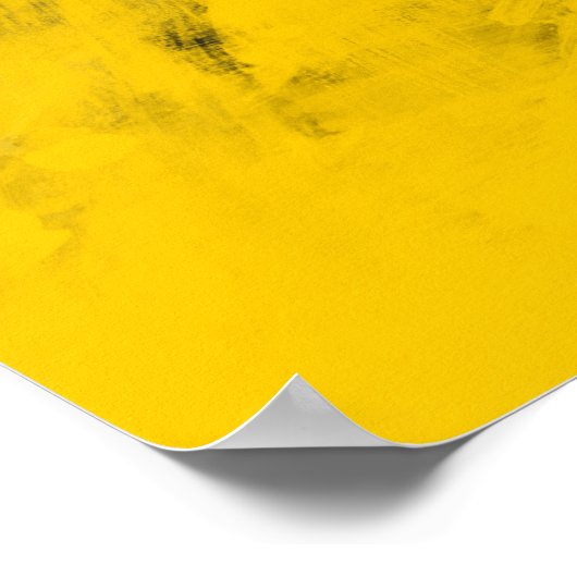Black Yellow White Modern Abstract Brushstrokes ポスター (角)