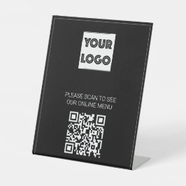 Black Your Logo Custom Business QR Code Menu 台座サイン